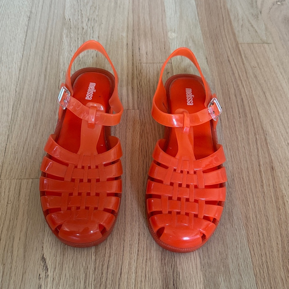Melissa Neon Orange Woven Sandals